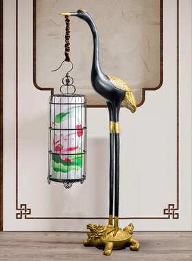 新中式龟鹤延年仙鹤雕塑禅意落地摆件酒店大堂庭院造景装饰品干景