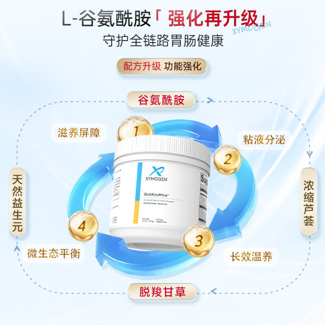ສຸຂະພາບ XYMOGEN Glutamine ສະບັບປັບປຸງເພື່ອບໍາລຸງກະເພາະອາຫານ