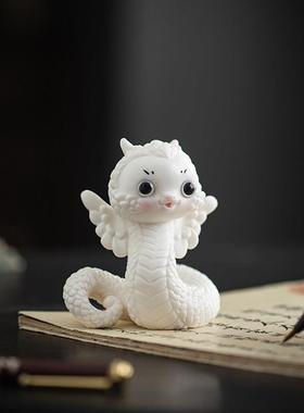 蛇年创意陶瓷蛇摆件可爱生肖吉祥物招财桌面治愈系装饰摆设小礼品