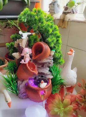 创意北欧家居桌面小摆件陶罐流水现代几何新中式田园纯手工装饰品