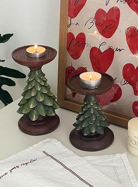 枝悟 复古圣诞树烛台 节日场景装饰香薰蜡烛摆件 氛围感拍照道具
