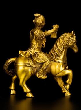 纯铜马上封侯摆件铜马招财生肖猴子马上有钱办公室工艺品装饰摆设