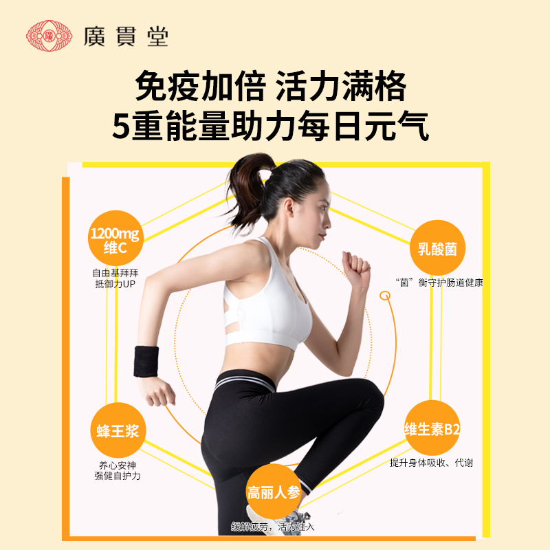 进口广贯堂维生素C提升抵御力天然VC高含量1200mg维C每日营养包
