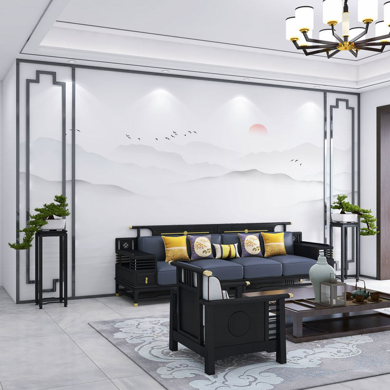 中式墙纸3d立体山水画电视背景墙壁纸客厅装饰壁布影视墙定制壁画,淘宝优惠券,粉丝福利购,淘宝优惠卷