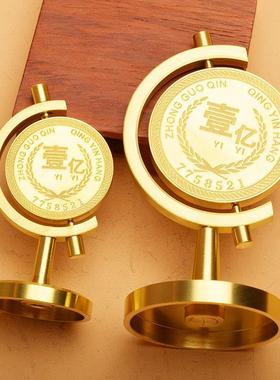 黄铜一个亿小目标转转手把件办公室桌面解压旋转把玩工艺品摆件