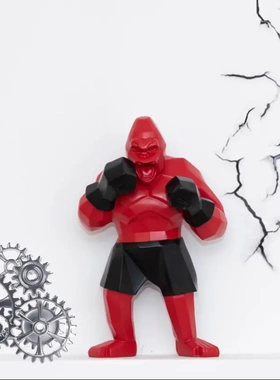 热卖卡通运动金刚拳击举重大猩猩树脂工艺品装饰客厅摆件