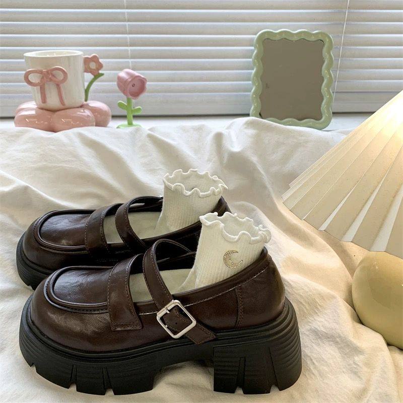 乐福鞋女2025新款春夏学院风厚底玛丽珍百搭单鞋黑色英伦风小皮鞋,淘宝优惠券,粉丝福利购,淘宝优惠卷