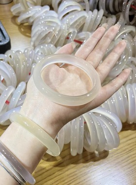 玉髓手镯国风白月光荔枝冻冻冰透玛瑙手镯高冰种女新中式玉镯礼物