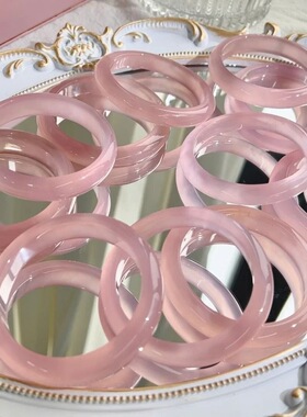 粉紫色猫眼石手镯女冰种粉新款玉髓亮透水润粉色猫眼石高级美人镯