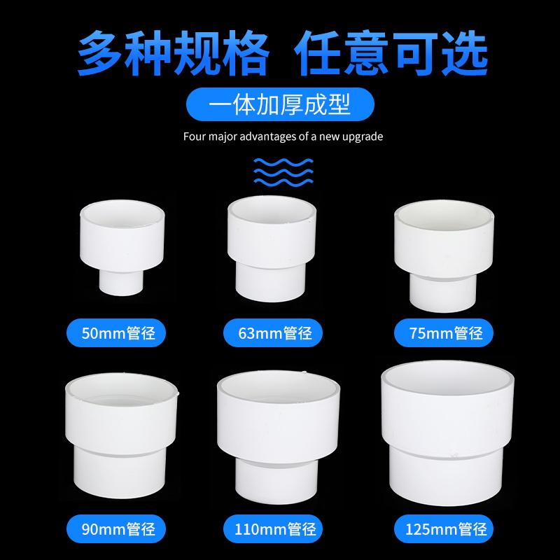 PVC水管异径大小头50给水排水管转75接头110排烟管变径接头配件 - 图3