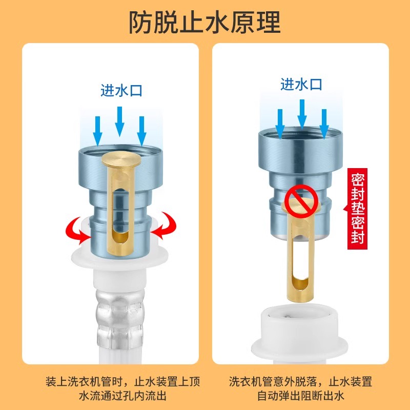 全铜洗衣机水龙头转接头防脱落自动止水嘴专用家用4分止水阀配件 - 图1