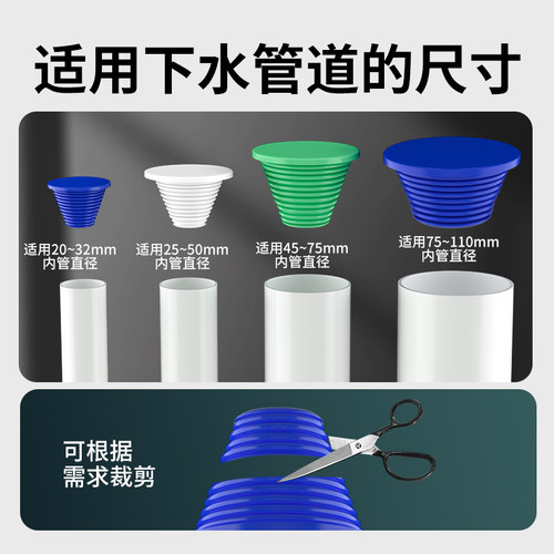 下水管道防臭密封圈下水道堵口器封口盖洗衣机排水管防臭防虫塞子 - 图2