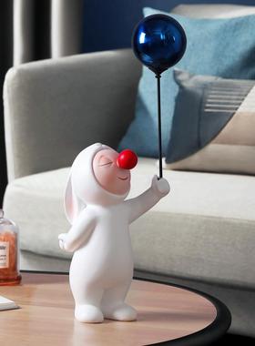 新品软装气球兔i子摆件客厅电视柜意n关s玄摆设创轻奢树脂家居品