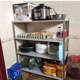 Four-layer stainless steel storage rack floor-standing multi-layer warehouse storage shelf kitchen microwave oven thick rack