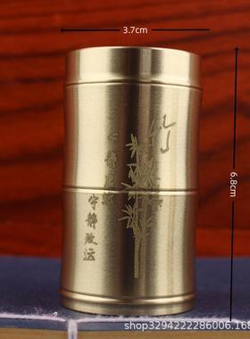 纯黄铜竹节牙签筒便携式客厅牙签盒高档轻奢铜艺牙签筒网红高档