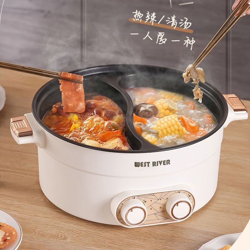 德国鸳鸯电火锅宿舍家用电煮锅煎炒蒸煮一体电饭煲智能不粘电炒锅 - 图2