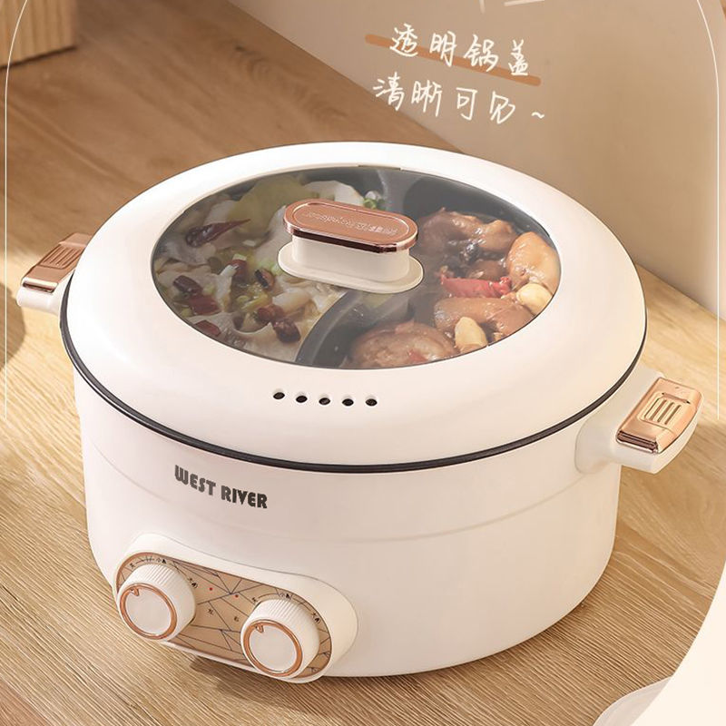 德国鸳鸯电火锅宿舍家用电煮锅煎炒蒸煮一体电饭煲智能不粘电炒锅 - 图1