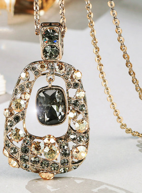 水晶毛衣链2024年新款韩版长款