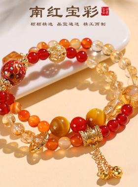 普陀山天然南红宝彩手串民族风