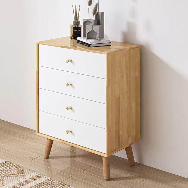Lying Yla solid wood chest cabinet dining side cabinet household living room storage REK cabinet room simple modern guest multi-function drawer storage belt