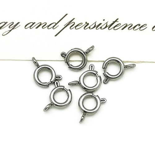 316不锈钢5-8mm弹弓扣炉内真空电镀不褪色项链扣弹簧扣圆形扣百搭 - 图1