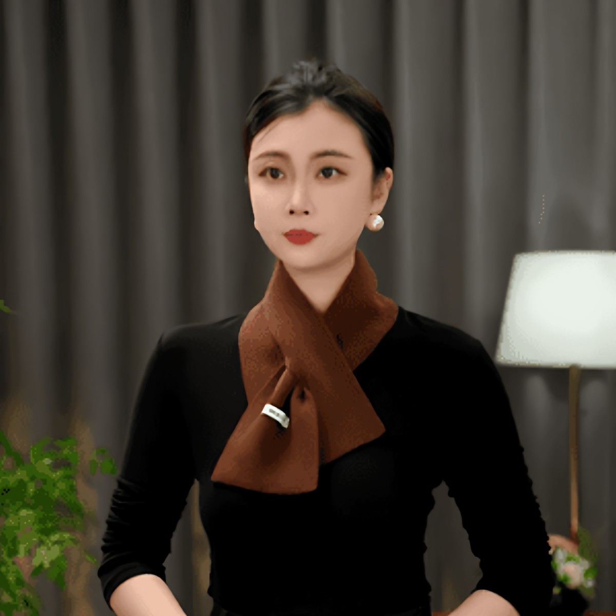 2025秋冬新款百搭时尚针织羊毛短款围巾女纯色交叉领巾,淘宝优惠券,粉丝福利购,淘宝优惠卷