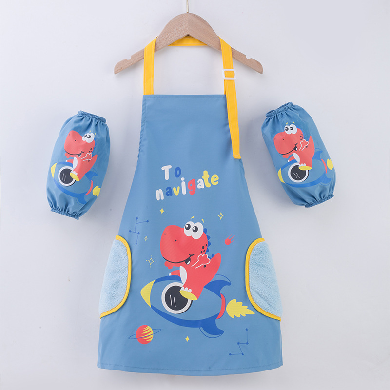 Children's aprons are waterproof, dirt-proof, hand-wipeable smocks, baby aprons for boys and girls, painting clothes, art handmade bibs