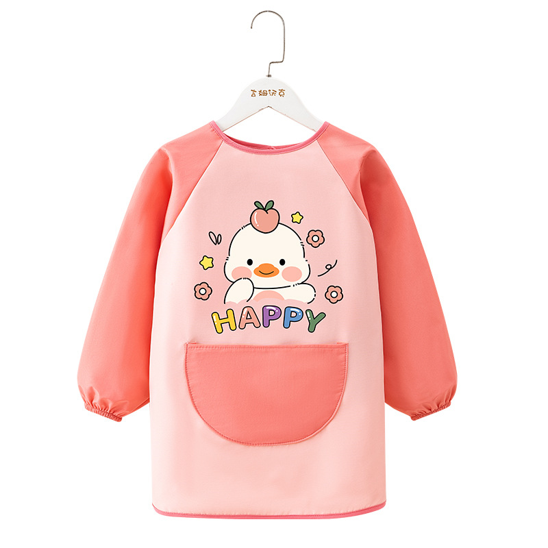 Children's painting clothes, smocks, waterproof and anti-dirty, kindergarten baby painting apron, long-sleeved, reverse dressing, eating bib