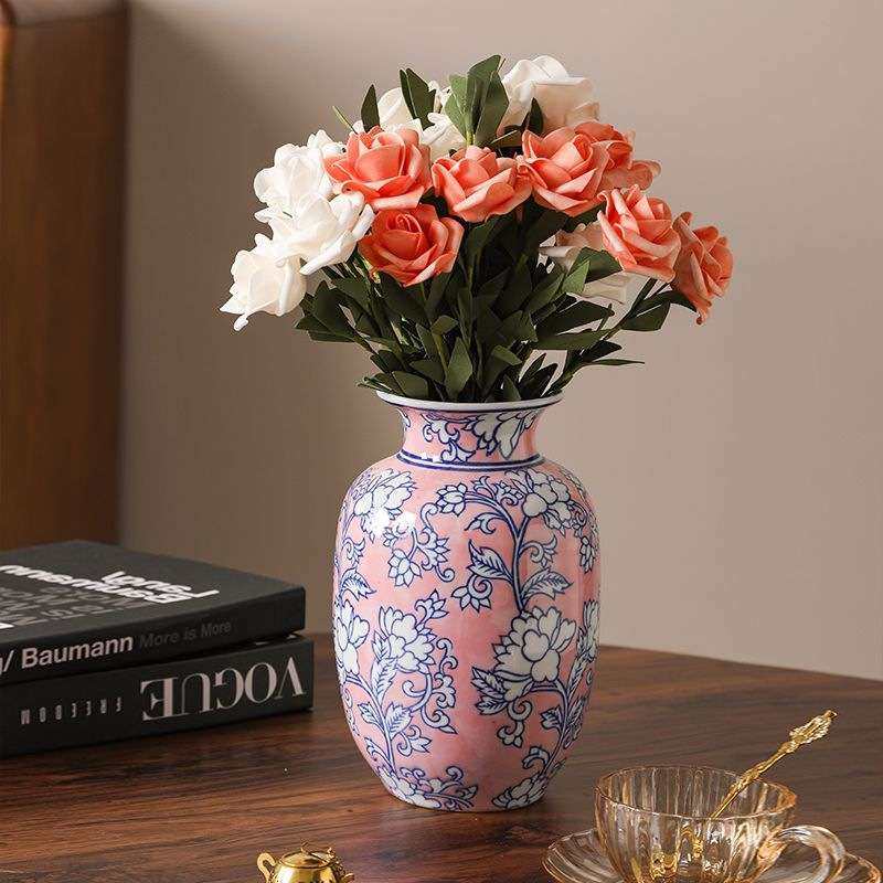 新中式青花瓷花瓶水培陶瓷装饰瓶轻奢客厅餐桌陶瓷花瓶摆件,淘宝优惠券,粉丝福利购,淘宝优惠卷