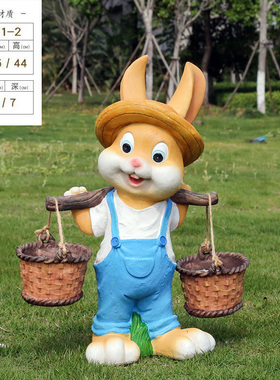 花园装饰 庭院树脂卡通兔子摆件花缸户外别Q墅花盆创意园艺摆件