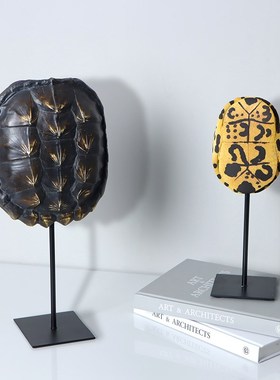 新中式创意仿真乌龟壳摆件客厅书房玄关办公室装T饰工艺品道具摆