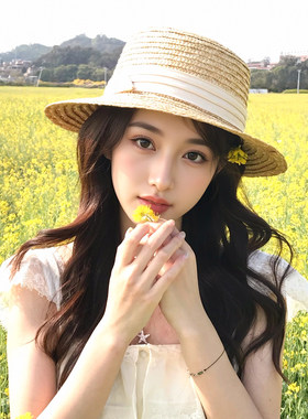 法式春夏宽檐防晒草帽女海边度假