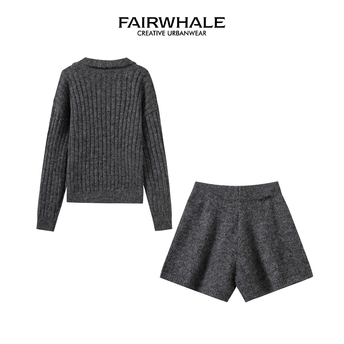 【马克华菲专场】马克华菲休闲纯色百搭翻领显瘦针织衫短裤两件套,淘宝优惠券,粉丝福利购,淘宝优惠卷