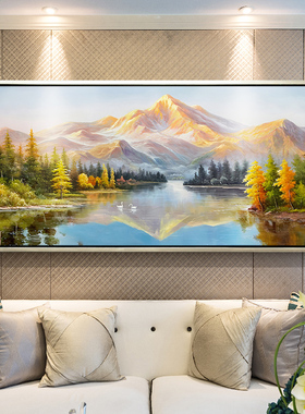 速发日照山欧手绘油画金水风景聚宝盆客厅装饰画山式壁画挂画大芬