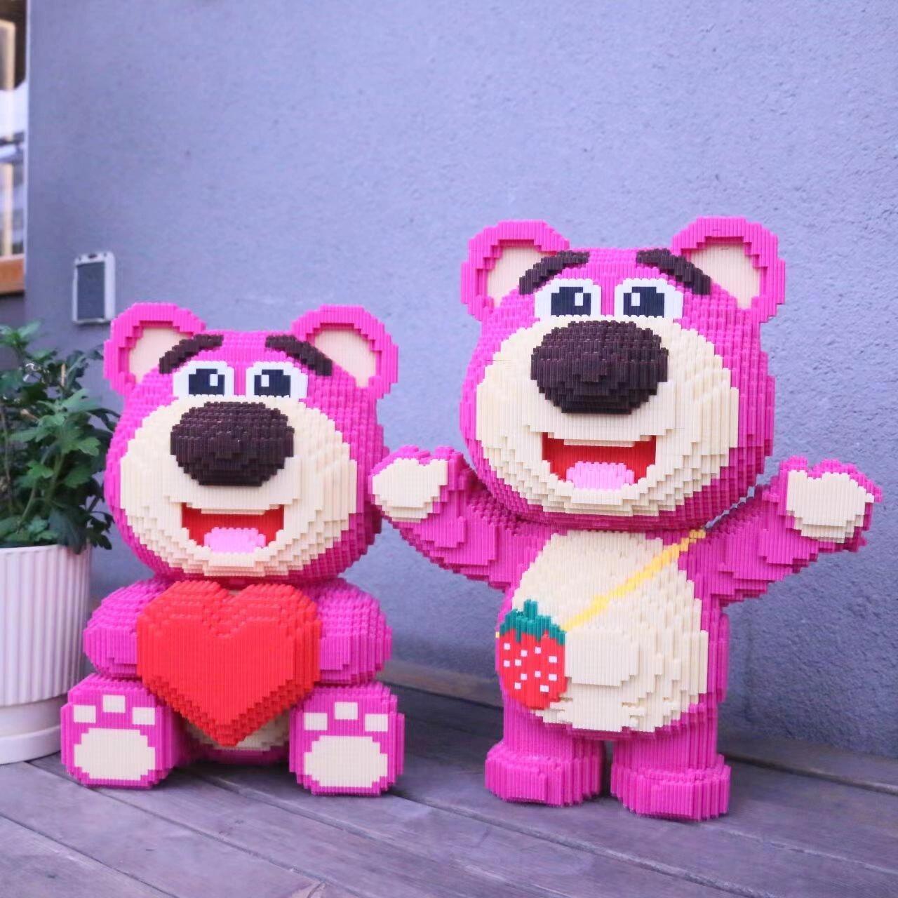 超大背包草莓熊男女孩系列儿童礼物拼装国潮积木益智玩具拼图摆件 - 图1