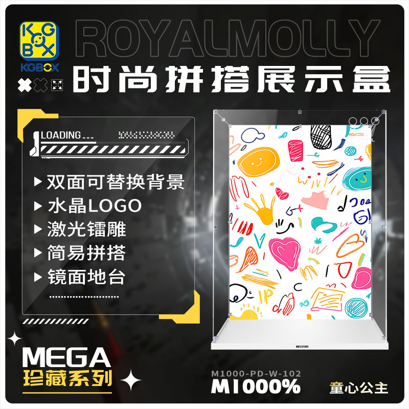 KGBOX POPMART泡泡玛特MOLLY童心公主1000%亚克力展示盒防尘罩 - 图2