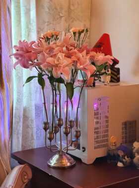 烛台花瓶客厅摆件插花器欧式小众轻奢高级感试管蜡烛桌面装饰摆件