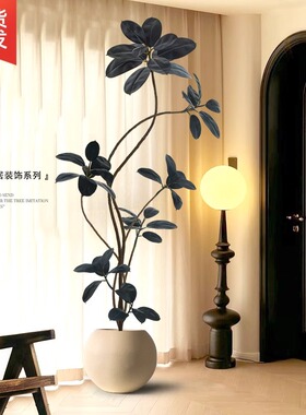 仿真橡皮树盆栽摆件绿植黑金刚