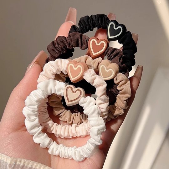 New milk coffee color heart small intestine ring hair tie