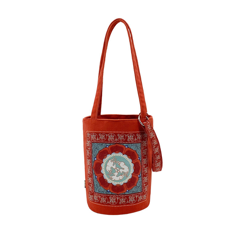 中国风敦煌福兔三兔共耳莲花手提水桶包包复古国潮通勤帆布收纳袋,淘宝优惠券,粉丝福利购,淘宝优惠卷