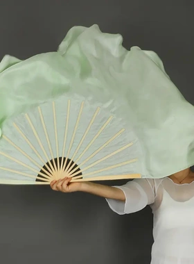 真丝扇淡绿色舞蹈扇子古典舞秧歌