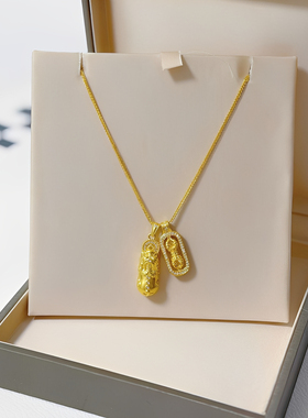 足金包银貔貅金刚杵项链女叠戴款