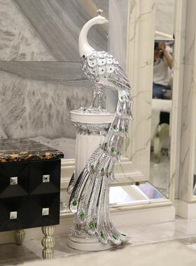 厂家孔雀大型落地电视柜摆件欧式轻奢高档客厅玄关乔迁礼物装饰品