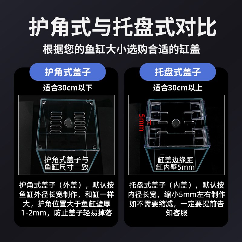 现货速发斗鱼缸盖子盖板小号中号超白缸盖旋转方缸双方缸亚克力盖 - 图2