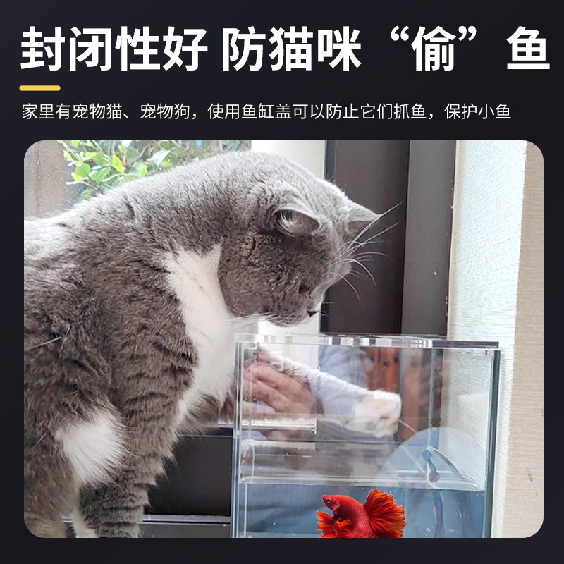 现货速发斗鱼缸盖子盖板小号中号超白缸盖旋转方缸双方缸亚克力盖 - 图1