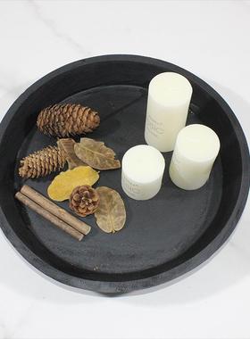 家居侘寂风蜡烛托盘果盘中式复古装饰收纳民宿样板间玄关餐厅客厅