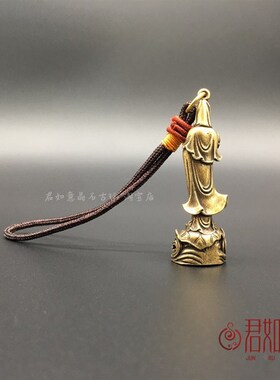 古铜佛像小寸佛随身站立莲花观音铜像不二观音小铜像侍佛