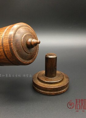 仿老花梨木扳指盒仿古木盒收纳盒木雕摆件圆形小盒子仿老物件收藏