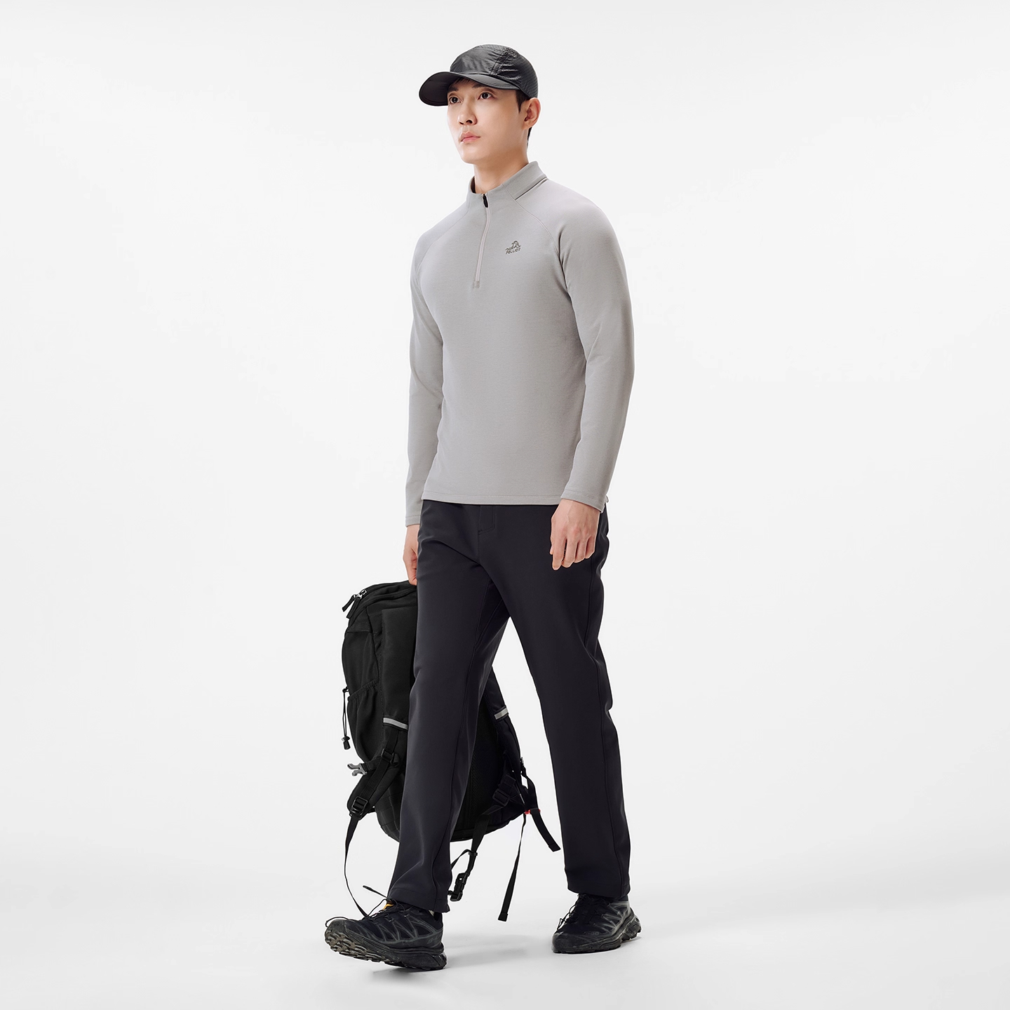 【高弹】伯希和户外立领长袖T恤男士抑菌保暖亲肤修身半拉链上衣 - 图1