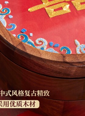 时光有喜新中式手工双面绣果盒